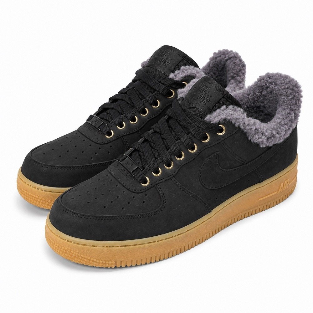 Nike Air Force 1 Winter Black Thunder Grey Gum /Sherpa BV0131-001 Men's Size 9.5